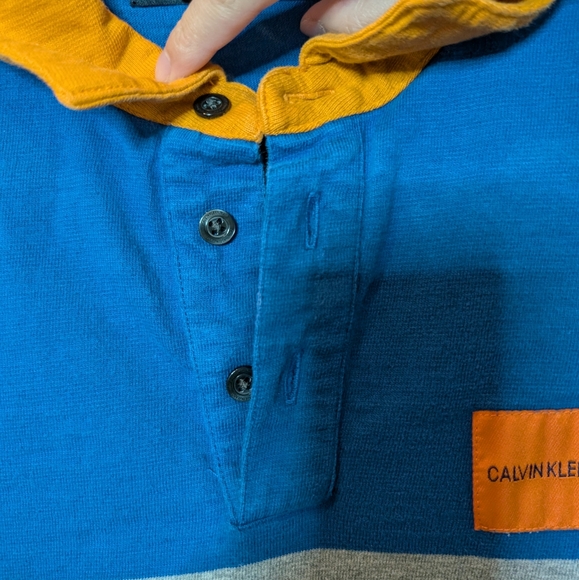Calvin Klein 80s style polo colorblock rugby shirt long sleeve Sz M Fisherman - Picture 7 of 16